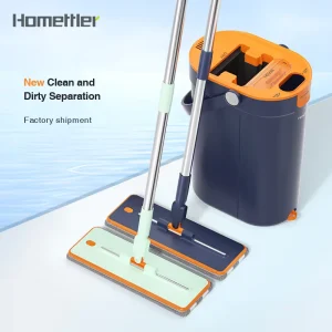 Stainless Steel Microfiber Mops and Bucket Set with Magic Handle Extra Refills and Wringer for Dirty Water Separation