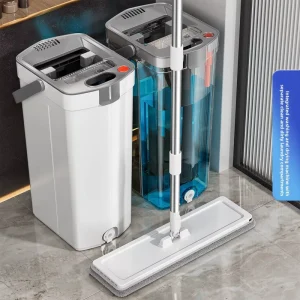 Stainless Steel Microfibre Flat Mop Hands Free Washable High Capacity Quick Dehydration Bucket Set Household Mopping