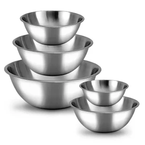 Stainless Steel Mixing Bowls Set for Food Storage and Meal Prep