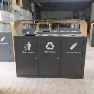 Stainless Steel Open Top Outdoor Waste Segregation Bin with Removable Inner Bucket for Food Waste