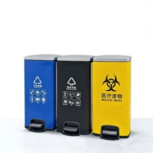 Stainless Steel Pedal Operated Sorting Waste Bin for Office Corridor