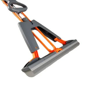 Stainless Steel Rod Automatic Sliding Wringing Wide Roll Reusable Dry Wet Cleaning High Capacity Microfiber Rubber Floor Mop