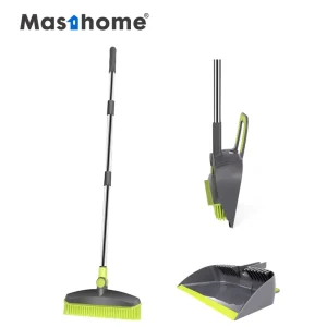 Stainless Steel Rotatable Broom TPR Plastic Brushes Soft Magic Carpet Floor Cleaning Sweeper Broom And Dustpan Set