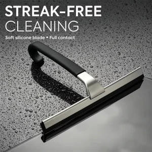 Stainless Steel Shower Squeegee with Silicone Blade Professional Streak Free Wiper for Bathroom Glass Mirror Window