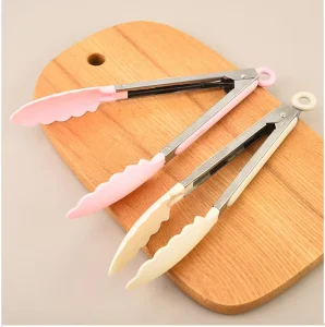 Stainless Steel Silicone Kitchen Tongs Heat-Resistant Pastry BBQ Cooking Tool