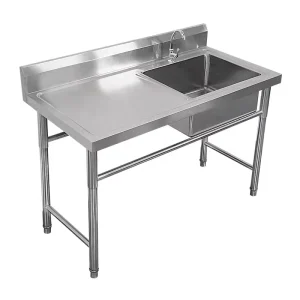 Stainless Steel Single Double Bowl Sink with Drainboard Easy Cleaning & Durable 1200x600x800mm for Commercial Use