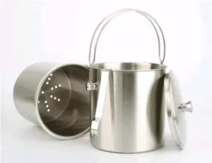 Stainless Steel Single-Wall Ice Bucket with Handle for Wine Cooler or Party Bar Use