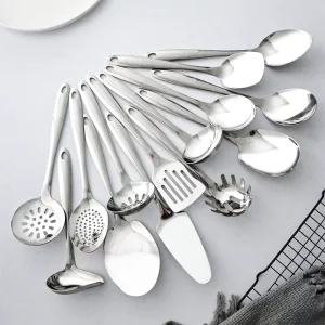 Stainless Steel Skimmer, Ladle, and Serving Utensil Set