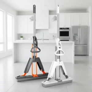 Stainless Steel Telescopic Pole Mop Reusable Microfibre Fabric Head Dry Wet Cleaning Quick Clean Squeegee for