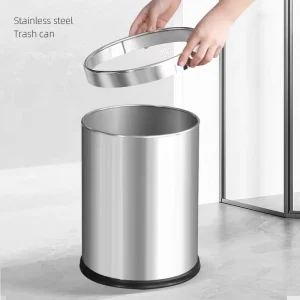 Stainless Steel Top Open Trash Can Waste Bin Garbage Bin for Commercial Bathroom Kitchen