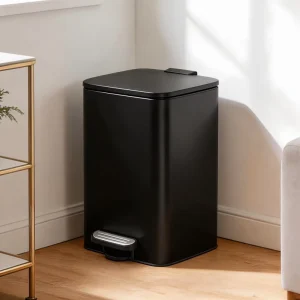 Stainless Steel Trash Can Inner Bucket Lidded Kitchen Waste Bin Multiple Sizes Foot Pedal Soft Close Lid Home Laundry Office Bin
