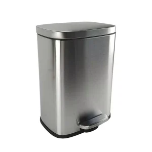 Stainless Steel Trash Can with Foot Pedal Soft Close Lid for Kitchen