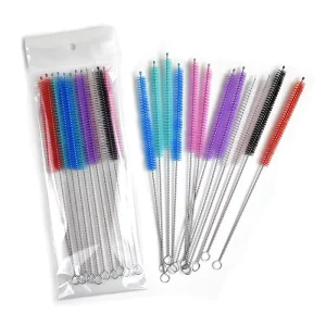 Stainless Steel Tube Cleaning Brushes Nylon Bristles Straw Cleaners for Drinking Pipe Reusable Straw Cleaning Brushes