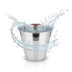 Stainless Steel Water Bucket with Handle and Pattern
