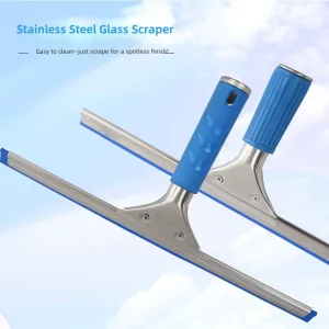 Stainless Steel Window Cleaner Squeegee Professional Glass Scraper For Hotel & Janitorial Maintenance