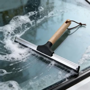 Stainless Steel Window Cleaning Squeegee with Natural Wood Handle for Auto Glass Bathroom Mirror Shower Screen