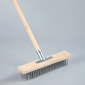 Stainless Steel Wire Brush Cleaning Brushes with Long Rod for Tile Patio Garden Garage Courtyard Sweeping Floor Brushes