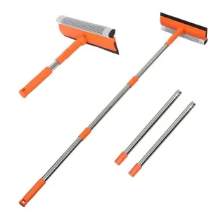 Standard Window Squeegee 2-in-1 Window Cleaner with 55″ Extension Poles Window Washing Kit Glass Door Cleaner