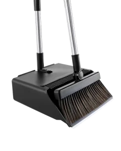 Standing Broom and Dustpan Set Floor Cleaning Sweep Brush with Steel Pole Detachable Upright Design for Easy Cleaning