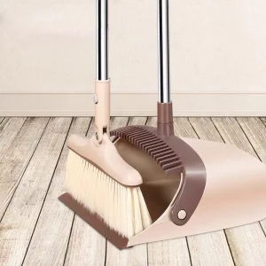 Standing Upright Grips Sweep Set with Lobby Broom Comb Set Rotatable Broom and Dustpan Set