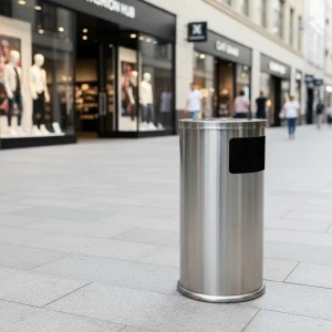 Standing Waste Bins for Street and Shopping Centers Side opening Stainless Steel Ashtray and Trash Can