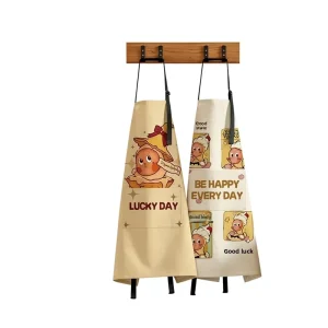 Star People Pocket Cute Cartoon Sleeveless Apron Anti Fouling Anti Splashing Kitchen Cooking Neck Overalls Polyester