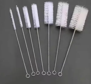 Steel Handle Handheld Long Nylon Cleaning Brush for Pipe Straw and Baby Bottle Dust Removal