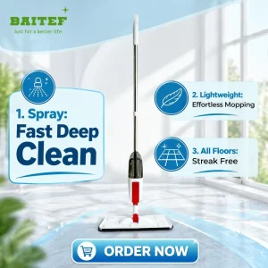 Steel Spray Flat Mop Lightweight Microfiber Streak Free Cleaning Mop Household All Floors