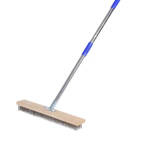 Steel Wire Brush Stainless Steel Floor Brush Scrub Broom for Removing Moss Long Handled Cleaning Brush