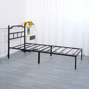 Storage Cast Iron Bed Frame with LED Light, Folding Bed Strip and Remote Control