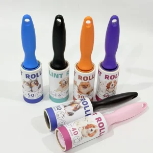 Straight Handle Plastic Lint Remover Tearable Paper Sticky Roller for Pet Hair and Clothes