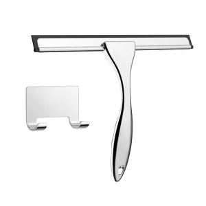 Streak-Free Stainless Steel Glass Squeegee with Replaceable Silicone Blade for Bathroom Shower Window Mirror Home Cleaning Tools