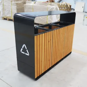 Street Side Outdoor Waste Bin Large Capacity Standing Trash Can for Park Garden