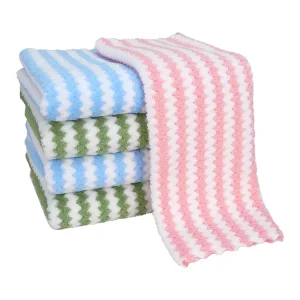 Striped Cationic Kitchen Dishcloths Edge Bound Absorbent Lint Free Cleaning Rag For Dishwashing Counter Table Cleaning