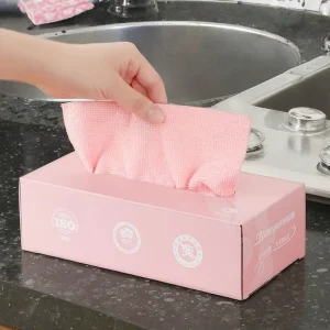 Strong Absorption Quick Dry Microfiber Cleaning Cloths Disposable Cleaning Rags Reusable Lint Free Towel With Dispenser Box