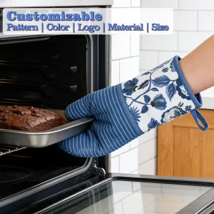 Strong Hold Design Silicone Baking Gloves Mitt Set Extended Cuff Oven Glove for Professional Chef Oven Mitt