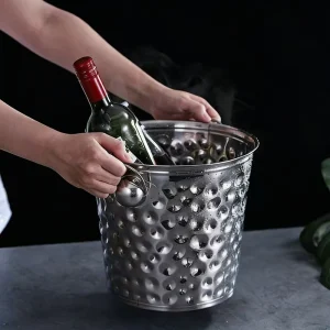 Studded Diamonds Bar Stainless Steel Hotel Hammer Pattern Nightclub Eco Friendly Party Ice Bucket