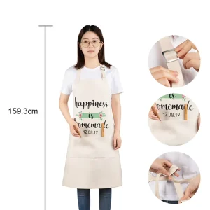 Sublimation Blanks 420gsm Linen Anti Pilling Reusable Plain Apron Restaurant Cafes Cleaning Chef Kitchen Aprons with Pocket