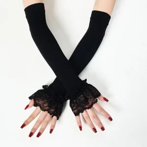 Summer Outdoor Cooling Lace Oversleeve Ice Silk Sun Protection UV Protection Breathable Oversized Long Arm Covers for Men Women