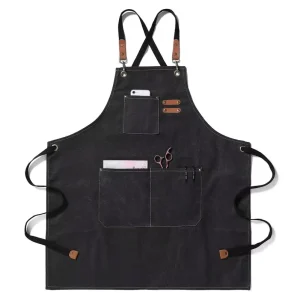 Sunshine High Quality Cross Back Canvas Cotton Bib Work Apron for Men Women Kitchen Salon Coffee Shop Artist Work Home Cleaning