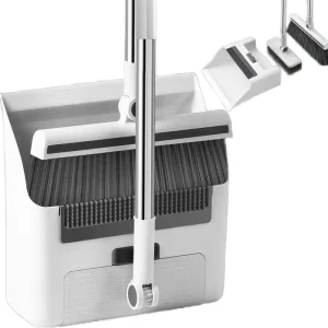 Sunshine Home Office 2 in 1 Steel Broomstick & Plastic Head Broom with 180 Degree Rotatable PET Material Stand Dustpan Combo Set