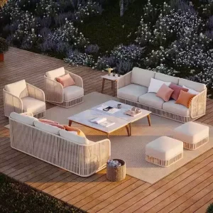 Sunway Furniture Aluminum Single Sofa Patio Garden Furniture Rope Sofa Outdoor Furniture Luxury Garden Sofa
