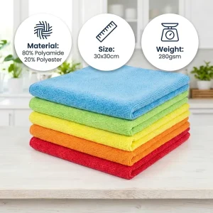 Super Absorbent 30*30cm Microfiber Cleaning Cloths Lint free Quick Dry Towel for Car Kitchen & Household Cleaning