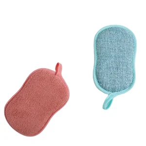 Super Absorbent Soft Microfiber Kitchen Cleaning Sponge Scouring Pads Scrubber 8 Shape Hold Kitchen Scrub Cleaning