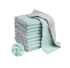 Super Absorbent Two-Sided Coral Kitchen Dish Towels Quick-Dry Microfiber Cleaning Cloth Woven Technics