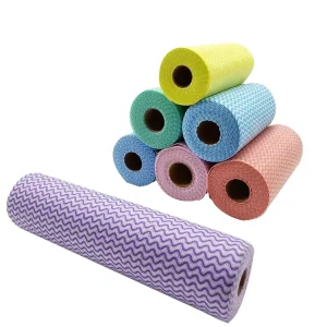 Super Absorbent Wave Printed Kitchen Cleaning Cloths Disposable Nonwoven Blue Wipe Household Spunlace Nonwoven Kitchen Cleaning