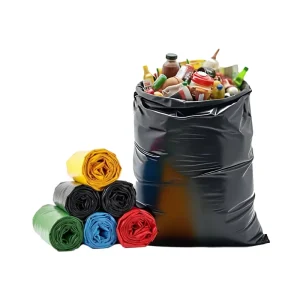 Super Strong Star Seal Bottom Flat Tied Mesh Trash Bags PE Gravure Printed 33 55 Gal No Break Guarantee Household Use
