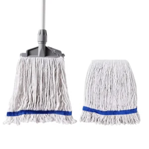 Supplier Kitchen Floor Cotton Mop Cleaning Tool Accessories Wet Mop With Plastic Handle and Refill Head