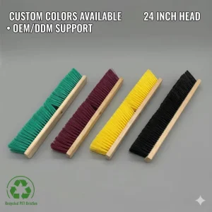 Sustainable PP Bristle Heavy Duty 24 Inch Industrial Push Broom with Reinforced Bracket for Warehouse Construction OEM Custom