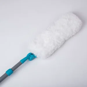 Sustainable White Microfiber Extendable Detachable Feather Duster Bendable Metal Handle Telescopic Extension Pole Indoor
